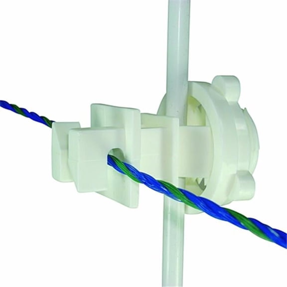 Field Guardian Round Post, W Style Screw on, Polywire/wire, White, 25-Pack