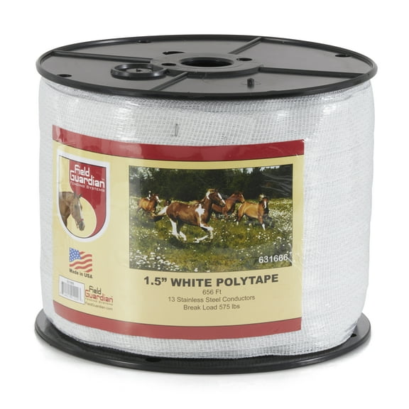 Field Guardian 631666 1.5 Inch Conductive Polytape, White, 656 Foot Spool