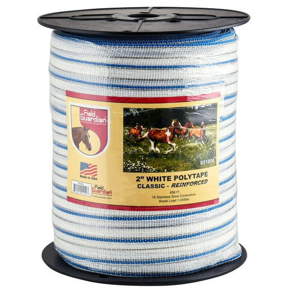 Field Guardian 631804 2 in. White Polytape - Classic Reinforced