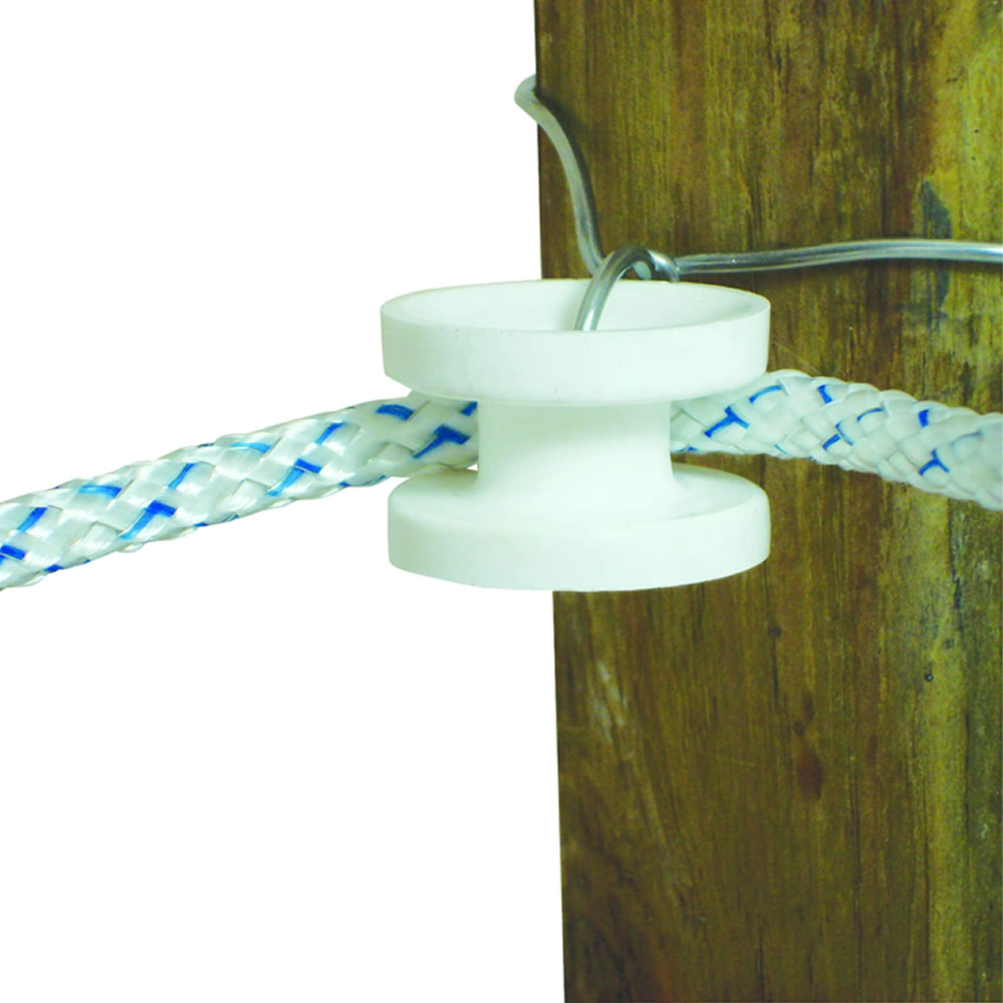 Field Guardian Wood Post Screw-In Ring Polyrope Insulator