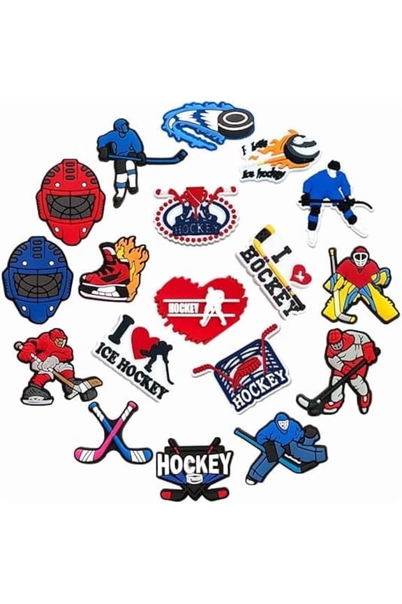 Field Hockey Decoration Charms Sports Shoe Charms Fit for Croc Clog Wristband, HolidayShoe Charm for Men Women 18pcs