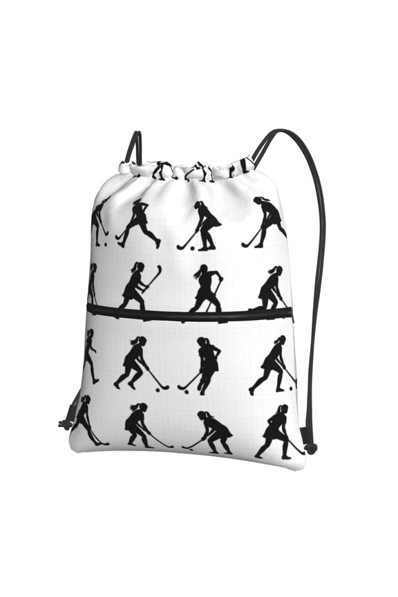 Field Hockey Drawstring Backpack Water Resistant String Bag Sports Sackpack Gym Sack For Men Women