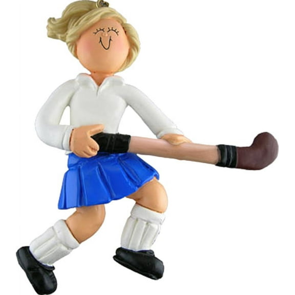 Field Hockey Female Blonde Personalized Christmas Ornament DO-IT-YOURSELF