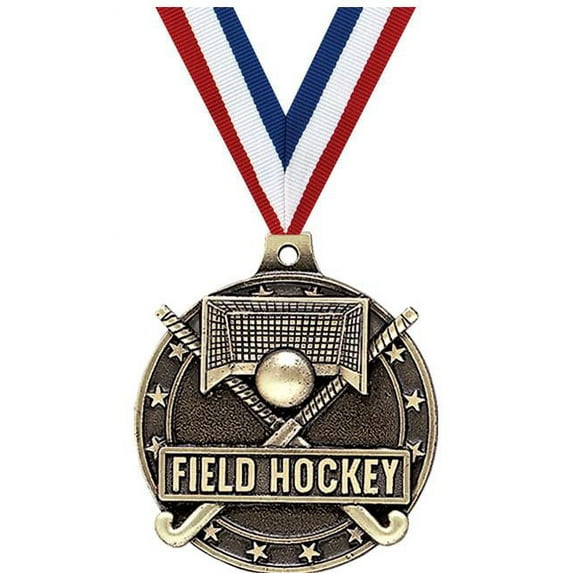 Field Hockey Medals, 2" Gold Diecast Field Hockey Medal Award 5 Pack