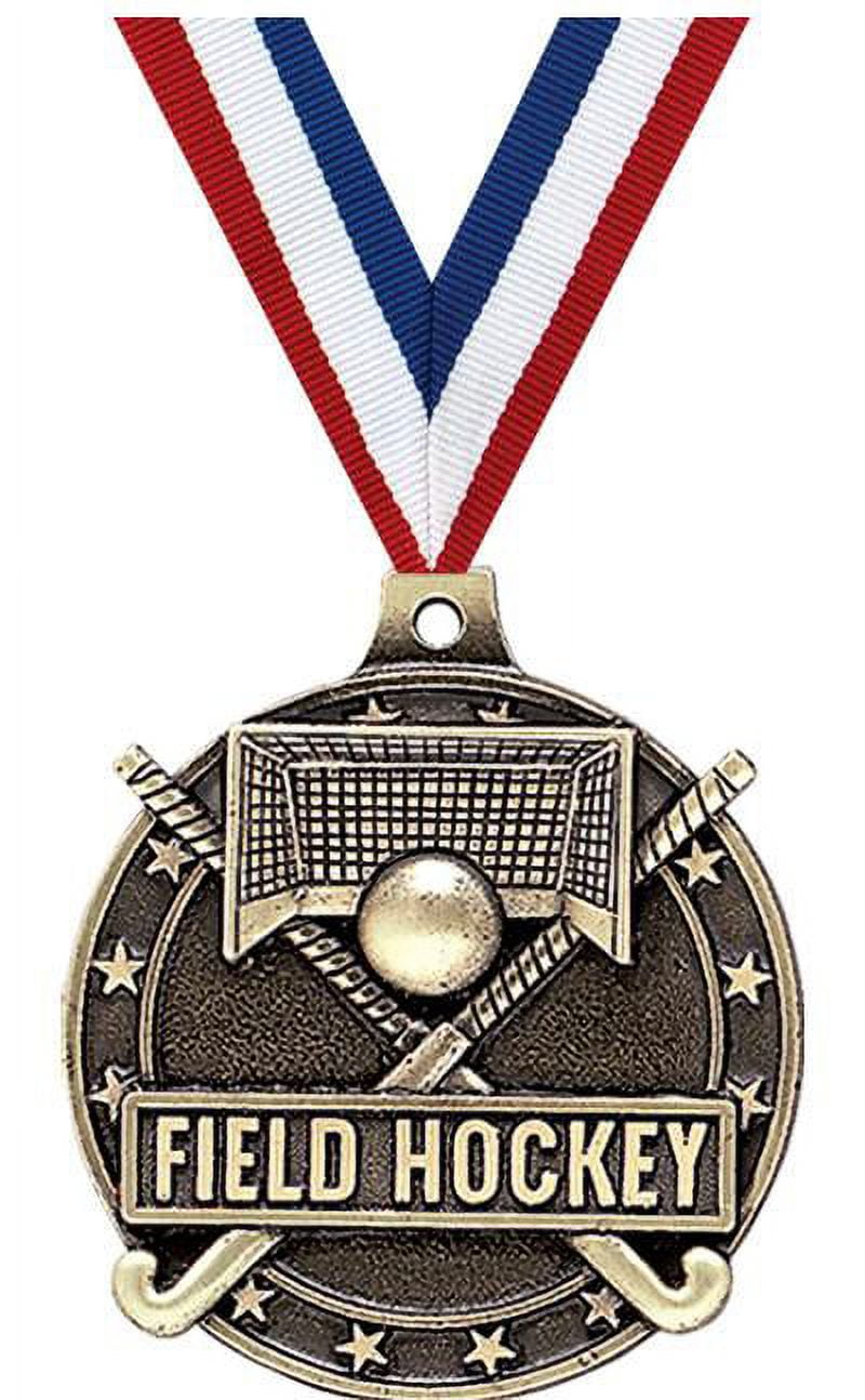 Field Hockey Medals, 2" Gold Diecast Field Hockey Medal Award 50 Pack