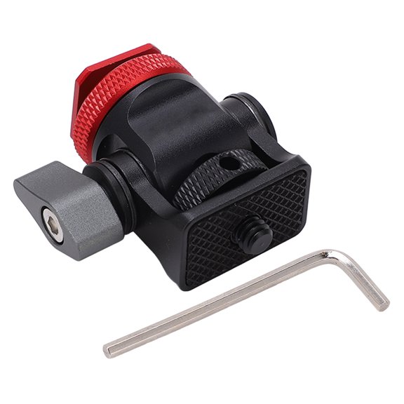 Field Monitor Holder with Hot Shoe Swivel 360 Knob 1/4in Screw Universal Camera Monitor Mount Red