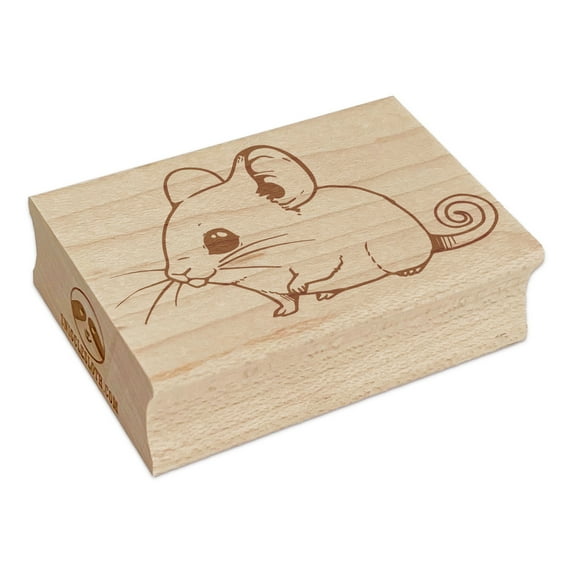 Field Mouse Rodent with Curled Tail Rectangle Rubber Stamp Stamping Scrapbooking Crafting - Small 1.7in