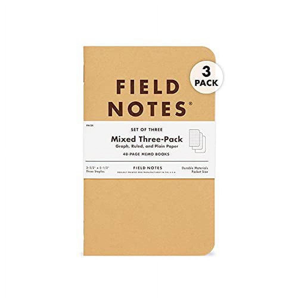  Field Notes: Original Kraft 3-Pack - Mixed Paper (1  Graph/Grid, 1 Ruled/Lined, 1 Plain/Blank) Memo Books - 48 Page Pocket  Notebooks - 3.5 x 5.5 : Memo Paper Pads : Office Products