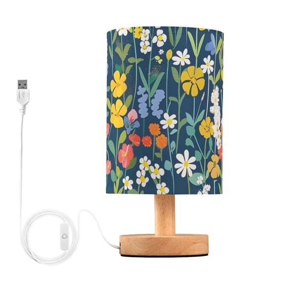 Field Of Blooming Flowers Table Lamp with USB Port LED Warm Light Lamp Night Light Home Decor