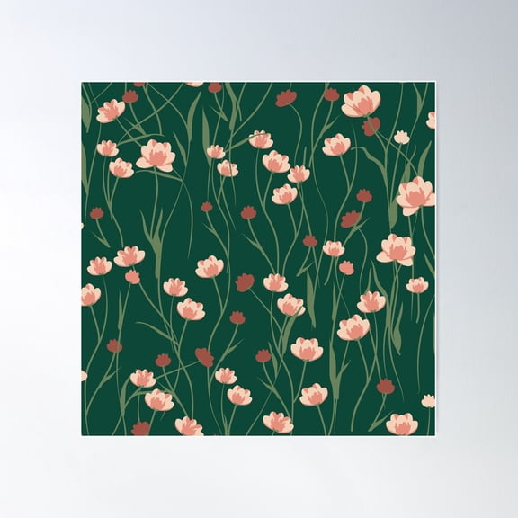 Field Of Joy - Emerald Poster Wall Art, Modern Wall Decor For Living Room Bedroom, 17x17 UNFRAMED