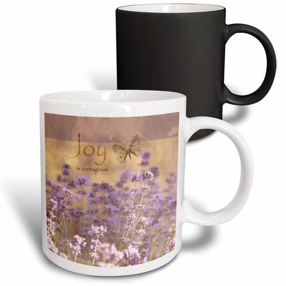 3drose, Field of Lavender Inspirational Joy Botanical- Flowers, 11oz Magic Transforming Mug