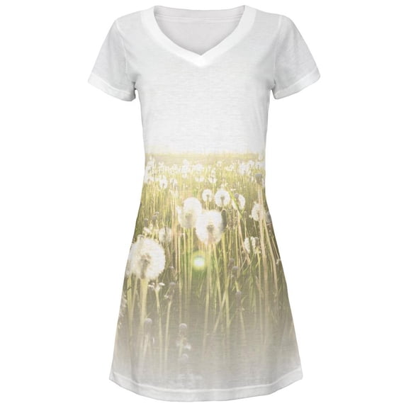 Field Of Wishes Dandelions All Over Juniors Beach Cover-Up Dress Multi LG
