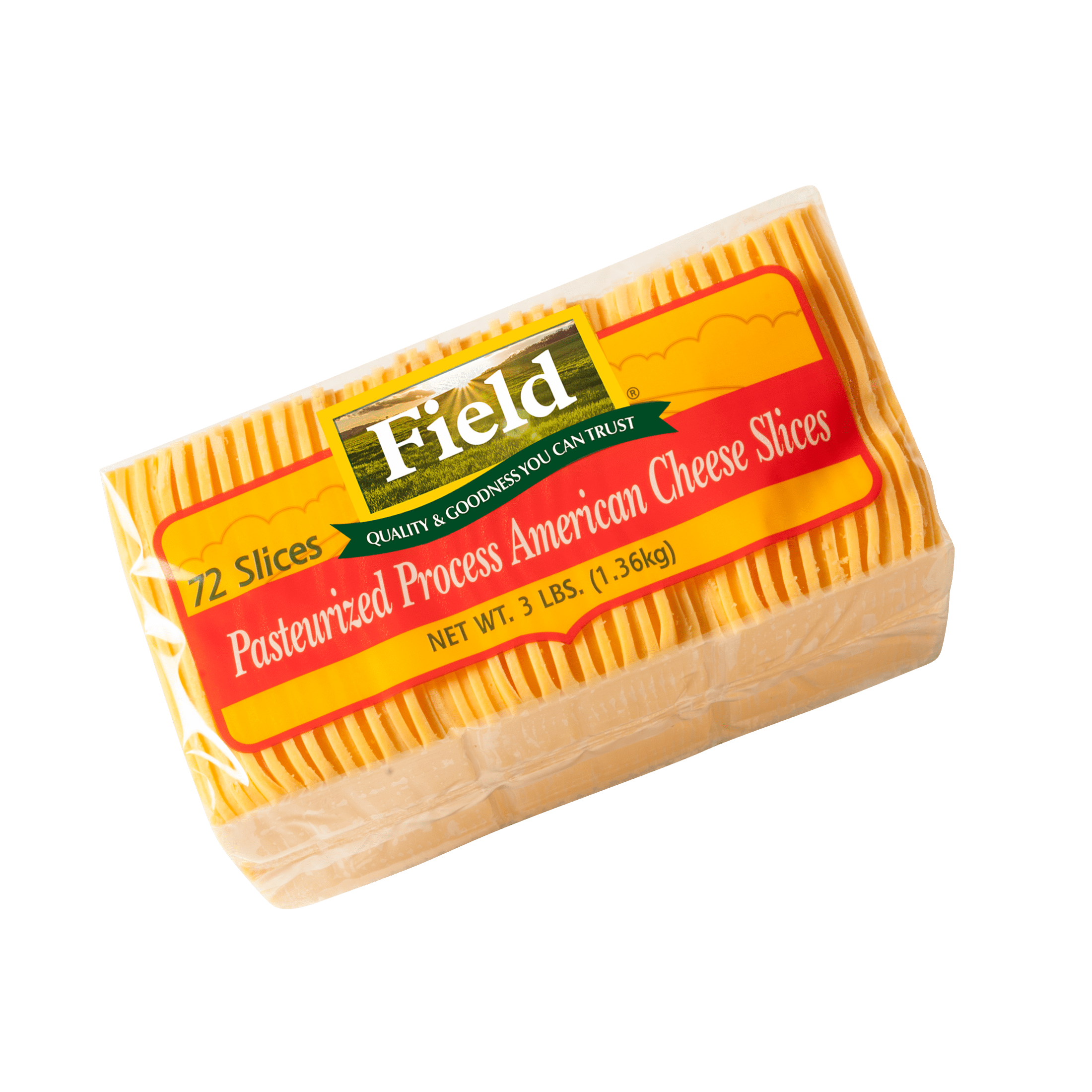 Field Pasteurized Process American Cheese, Sliced, 3 lbs, 72 Count