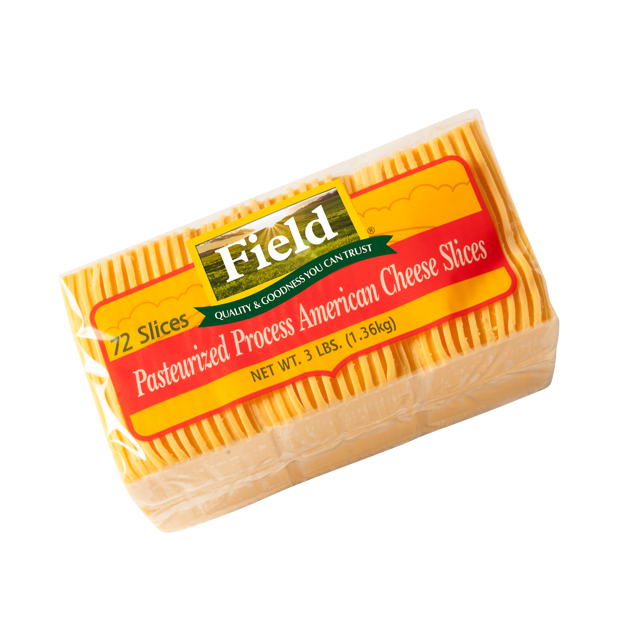 Field Pasteurized Process American Cheese, Sliced, 3 lbs, 72 Count