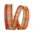 thumbnail image 1 of Field Plaid Stitch Value Wired Edge Ribbon - Orange & Green - 1.5 in. x 50 yards, 1 of 1