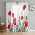 Field Red Flowers Luxury Tulle Curtains Modern Living Room Kitchen