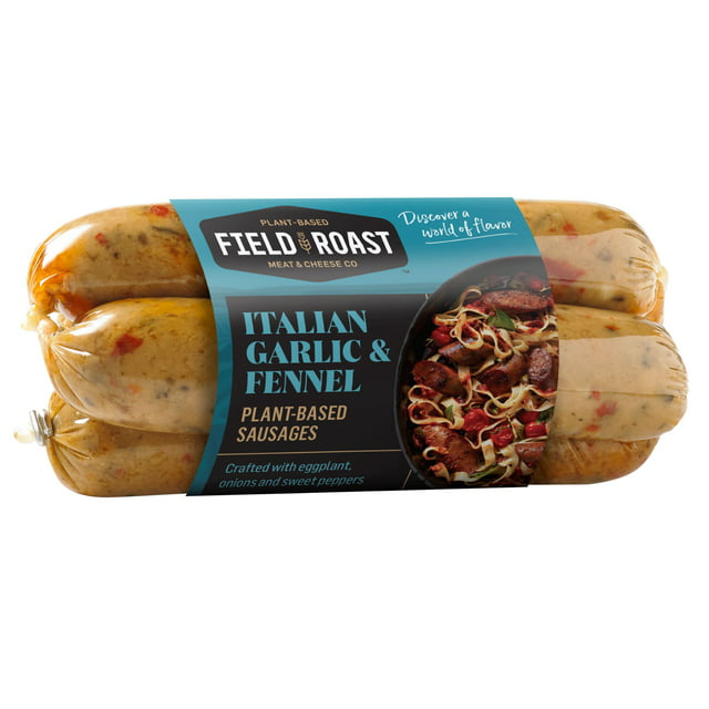 Field Roast Refrigerated Italian Garlic & Fennel Plant-Based Sausages, 12.95 oz