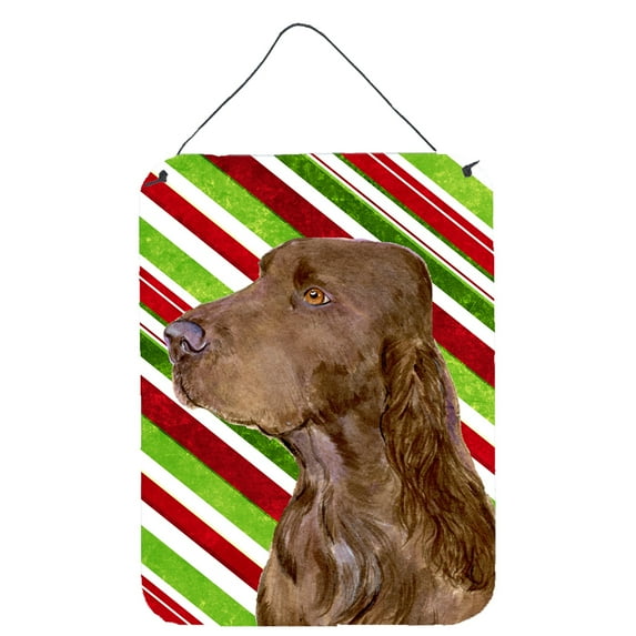 Field Spaniel Candy Cane Holiday Christmas Wall or Door Hanging Prints