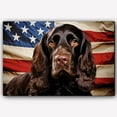 thumbnail image 1 of Field Spaniel Dog with American Flag Canvas Wall Art Dog Pictures for Wall Decor Red White Blue Flag of USA Patriotic Painting Print for Living Room Bedroom Office Ready to Hang, 1 of 4