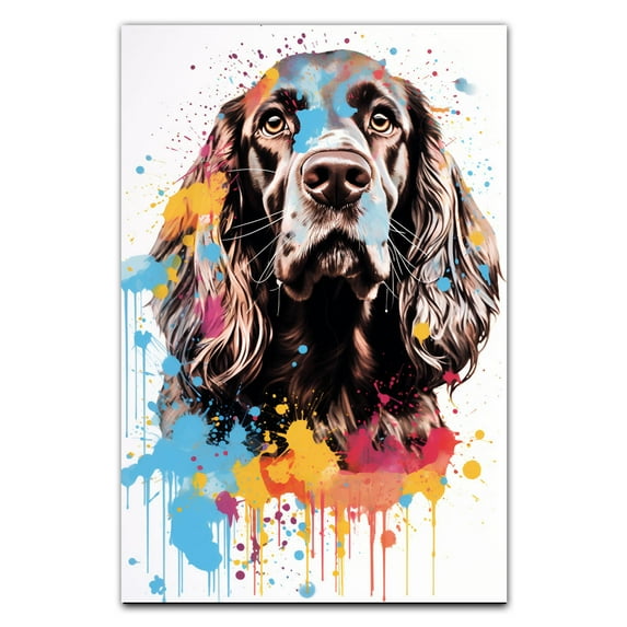 Field Spaniel Dog Art - Watercolor Style Wall, Home or Apartment Decor - Sweet Poster Print Gift for Puppy Lovers, Dog Lovers, Women, Girls, Kids, Baby Room, Nursery