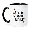 thumbnail image 1 of 3dRose, Field Spaniel Dog Mom - Doggie by breed - brown muddy paw prints - doggy lover - pet owner mama love, 11oz Two-Tone Black Mug, 1 of 7