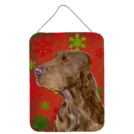 Field Spaniel Red Snowflakes Holiday Christmas Wall or Door Hanging Prints