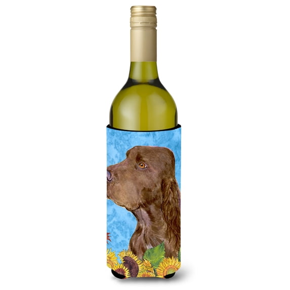 Field Spaniel in Summer Flowers Wine Bottle Hugger