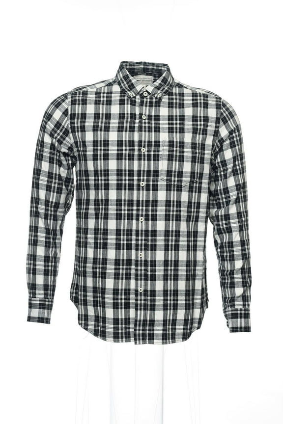 Black Plaid Button Down Shirt Sport , Size Small