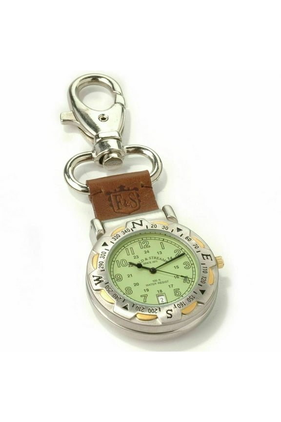 Camp Master Green Dial Multi-Function Compass Leather Pocket Watch