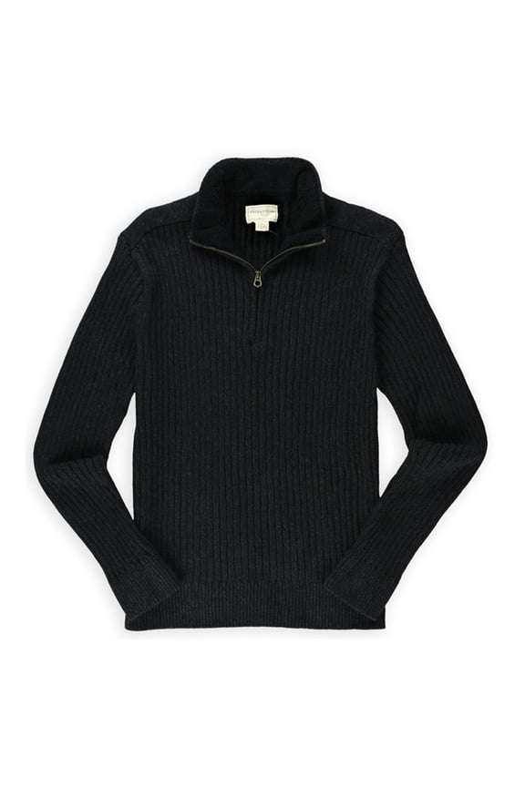 Mens Ribbed Mock Pullover Sweater, Grey, XX-Large