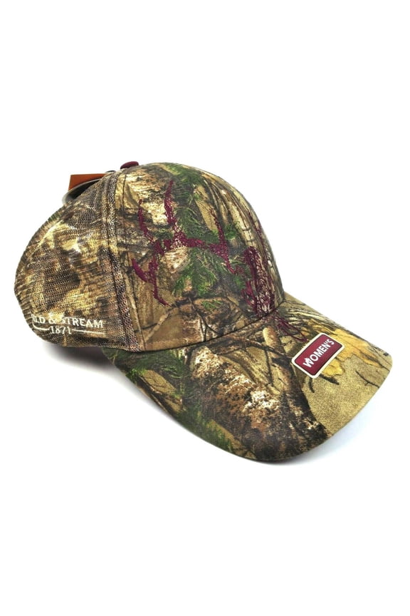 Field Stream Ox Blood Women's Camo Hat Mesh Back Realtree Adjustable Fit OSFA