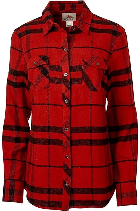 Women's Long-Sleeve Button-Front Heritage Midweight Flannel Shirt (Explorer Pompeian Red, Medium, M)