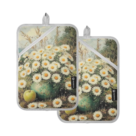 Field Sunflowers Oven Mitts Pot Holders 2 pcs Heat Resistant for Kitchen Baking Grilling
