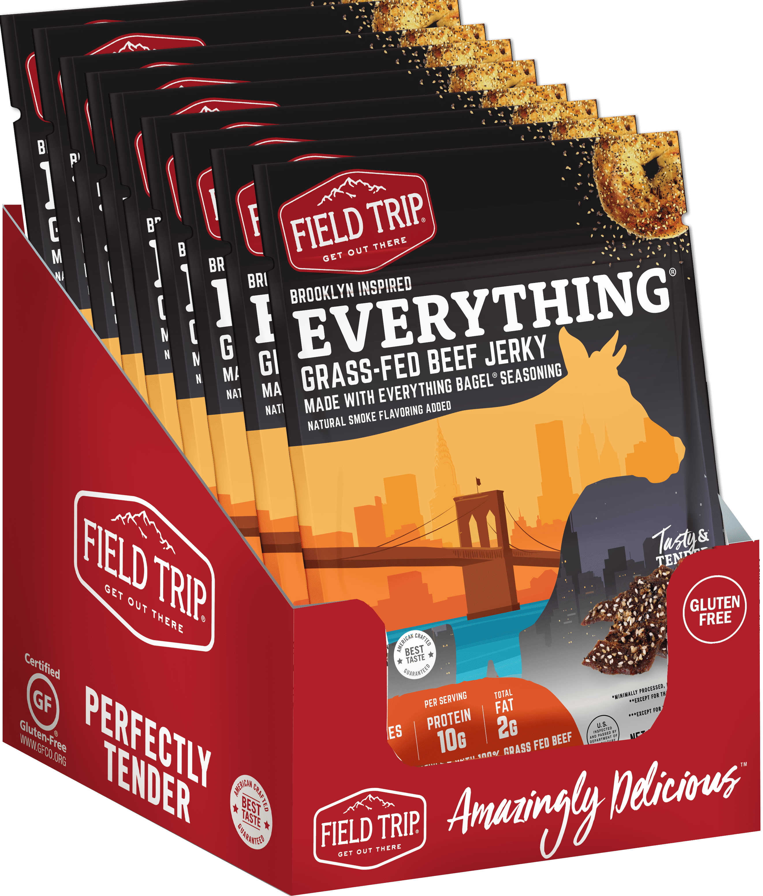 Field Trip Beef Jerky BK Everything Bagel Seasoned 2.2 oz 9pk