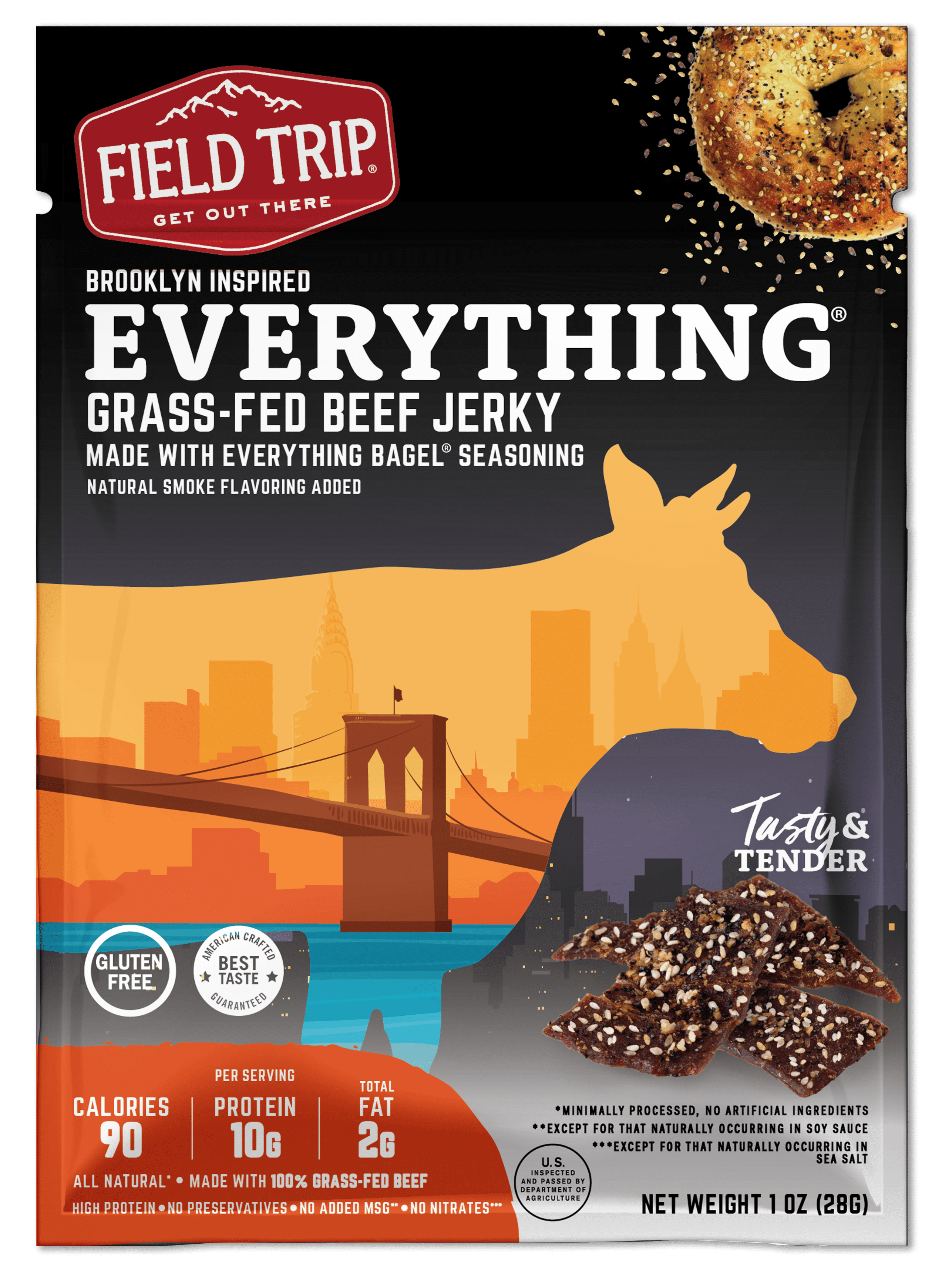 Field Trip Brooklyn Style Everything Beef Jerky 1 Ounce Bag - 12 per Case