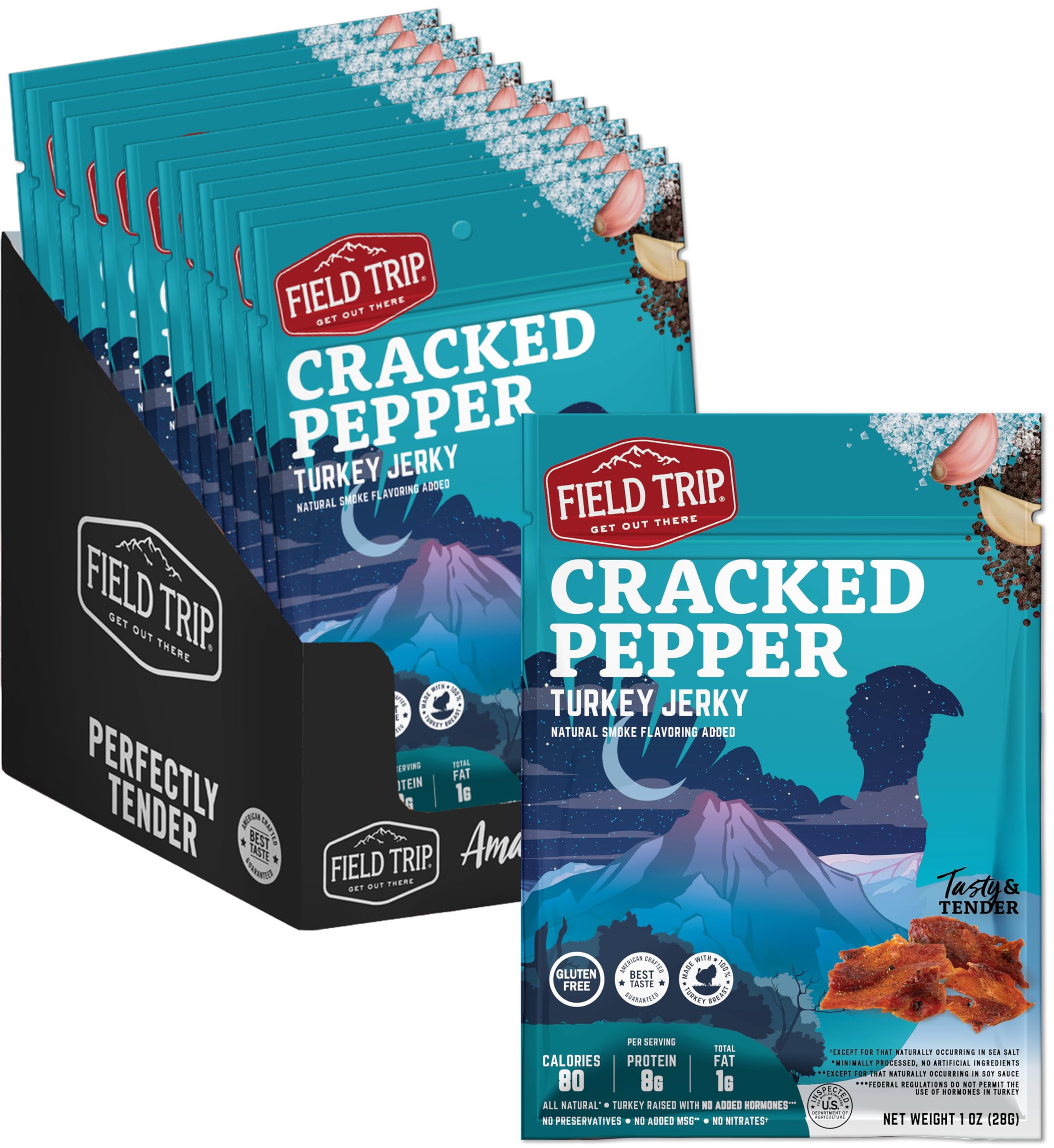 Turkey Jerky, Cracked Pepper Turkey, 2.2 oz Bag, 12 Bags/Carton Turkey Jerky, Cracked Pepper Turkey, 2.2 oz Bag, 12 Bags/Carton