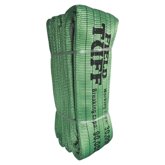 Field Tuff FTF-733TS Heavy-Duty Tow Strap with Reinforced Loops, 7" Wide x 30' Long, Green