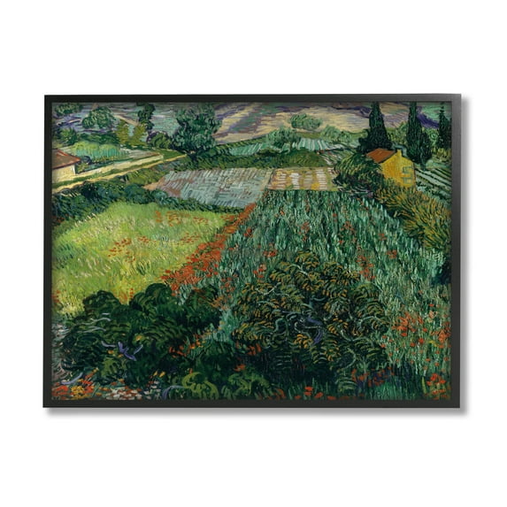 Field With Poppies Van Gogh Rural Scenery Landscape Painting Black Framed Art Print Wall Art