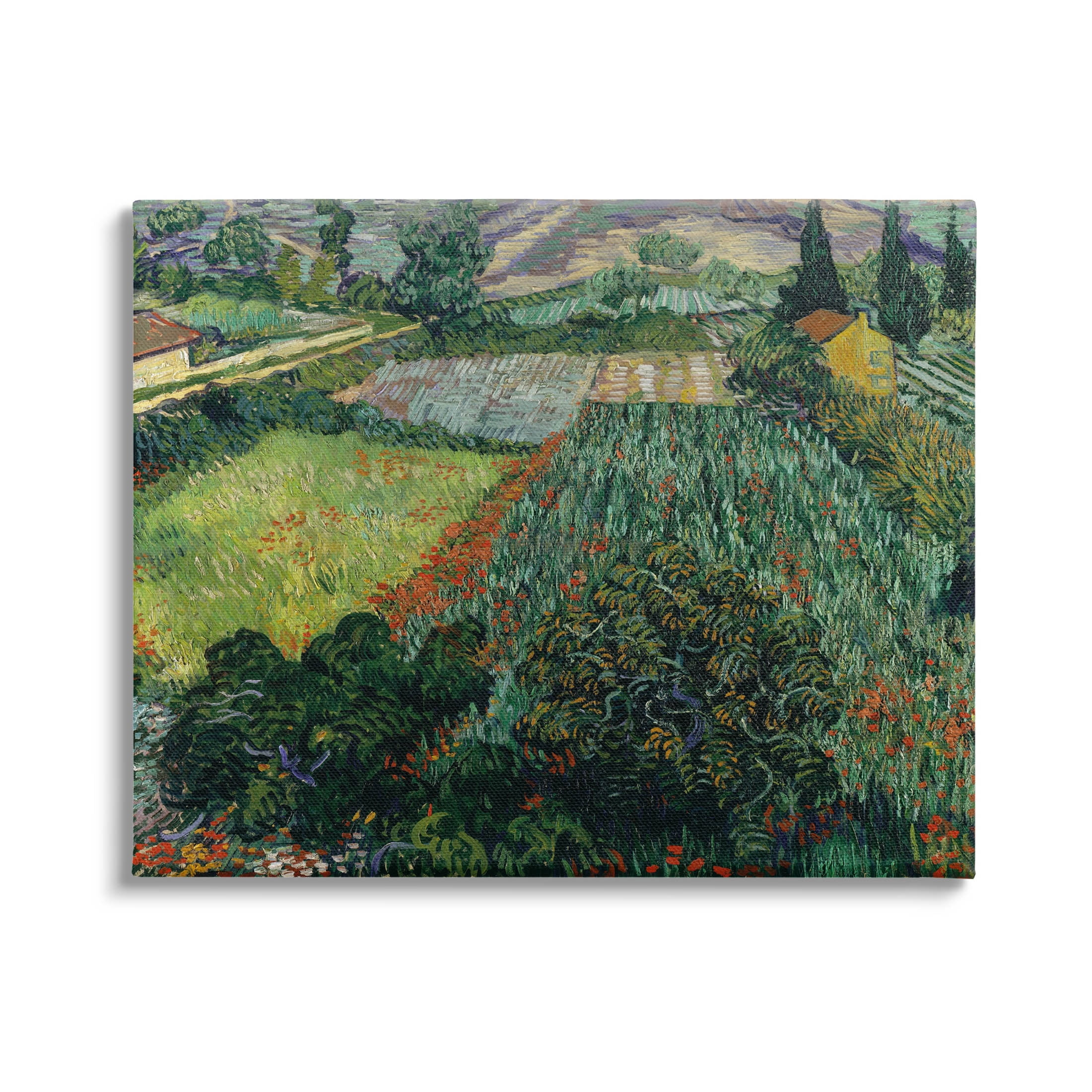Field With Poppies Van Gogh Rural Scenery Landscape Painting Gallery Wrapped Canvas Print Wall Art