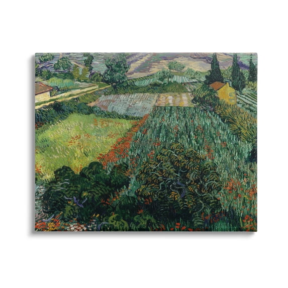 Field With Poppies Van Gogh Rural Scenery Landscape Painting Gallery Wrapped Canvas Print Wall Art