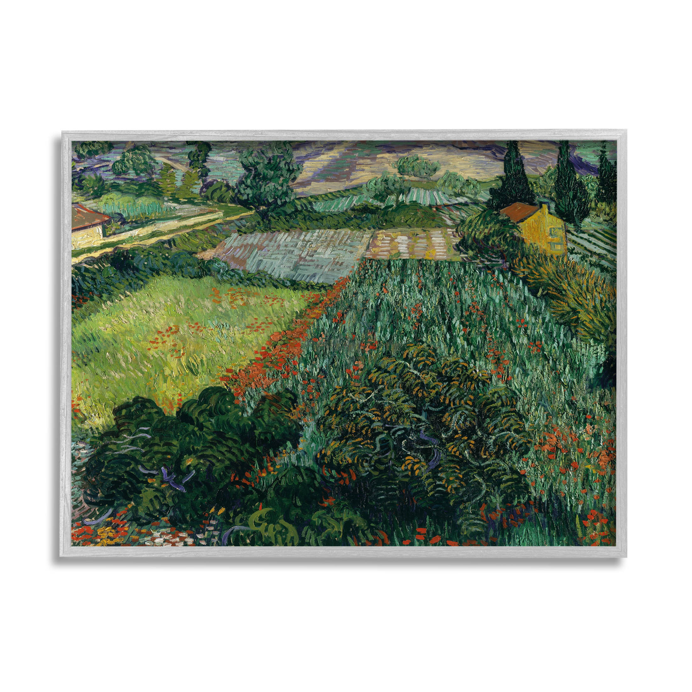Field With Poppies Van Gogh Rural Scenery Landscape Painting Gray Framed Art Print Wall Art