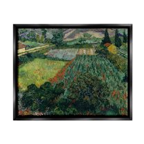 Field With Poppies Van Gogh Rural Scenery Landscape Painting Jet Black Framed Art Print Wall Art