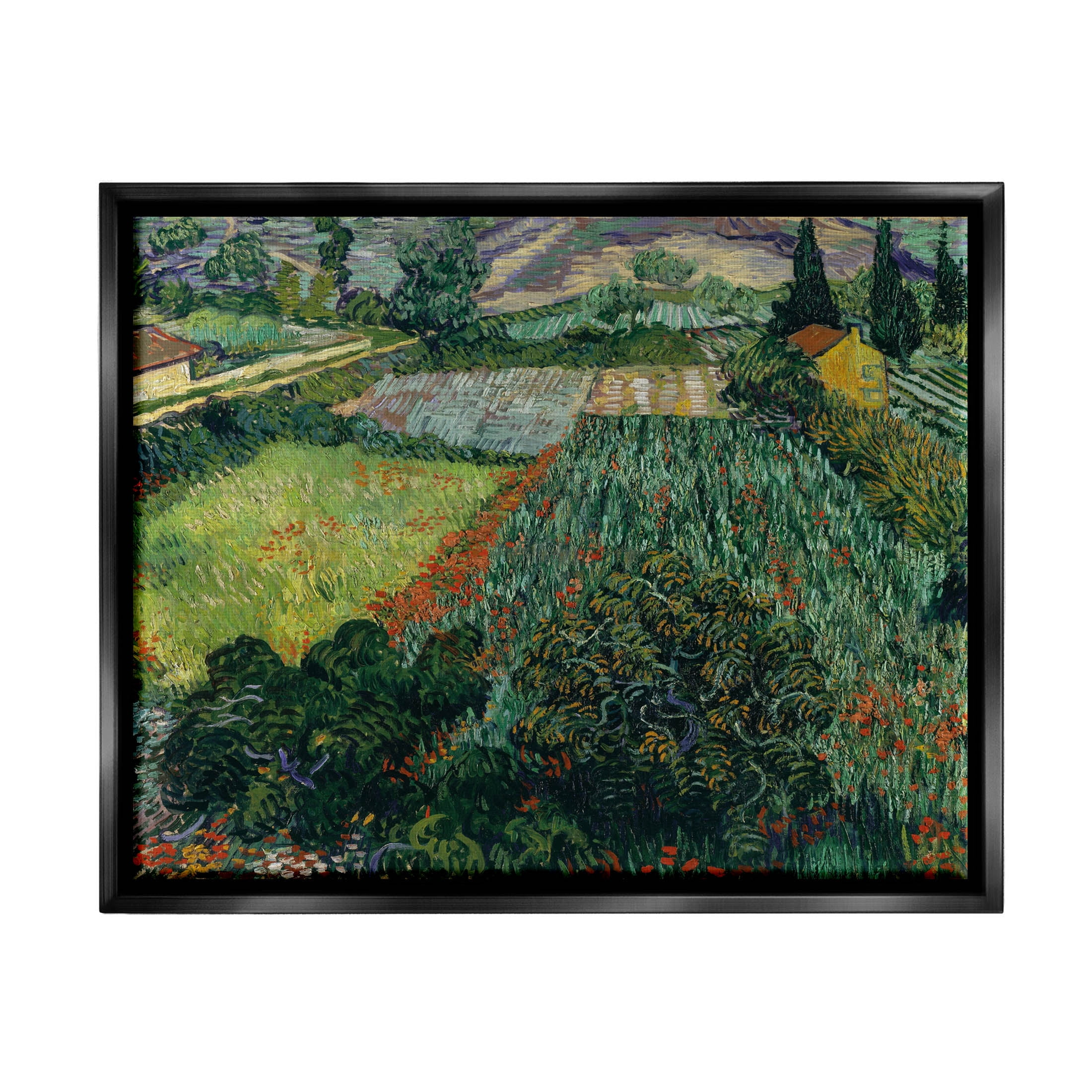 Field With Poppies Van Gogh Rural Scenery Landscape Painting Jet Black Framed Art Print Wall Art