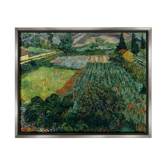 Field With Poppies Van Gogh Rural Scenery Landscape Painting Luster Gray Framed Art Print Wall Art