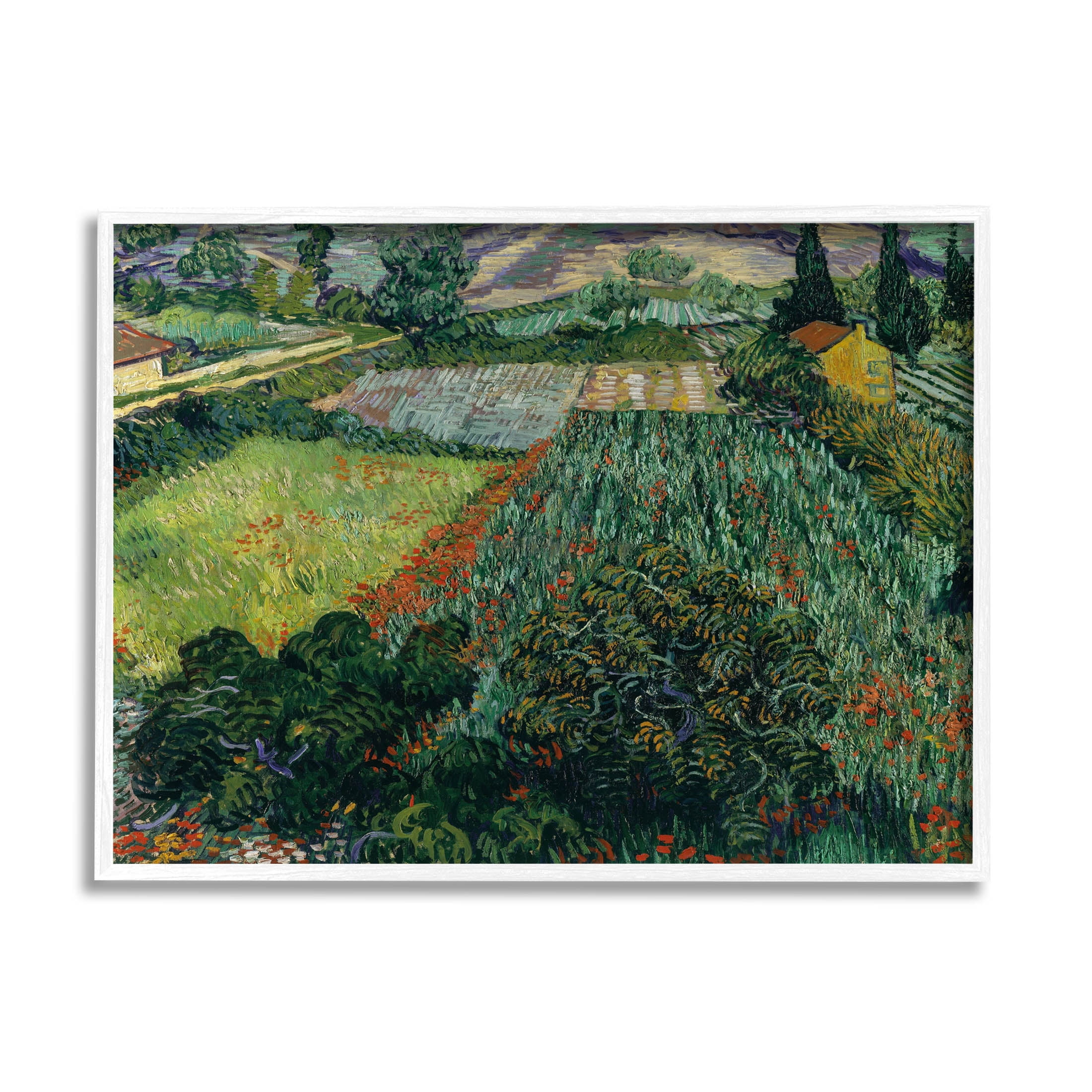 Field With Poppies Van Gogh Rural Scenery Landscape Painting White Framed Art Print Wall Art