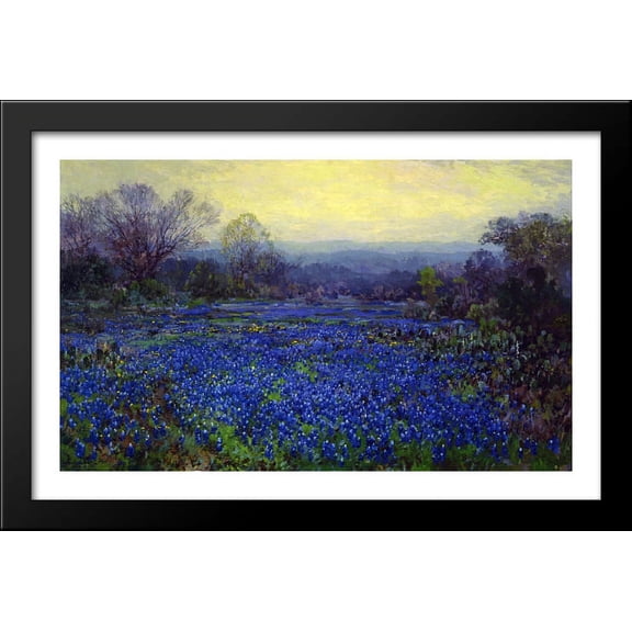 Field of Bluebonnets 40x26 Large Black Wood Framed Print Art by Robert Julian Onderdonk