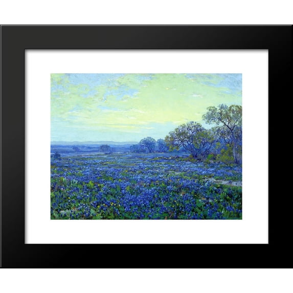 Field of Bluebonnets under Cloudy Sky 20x24 Framed Art Print by Onderdonk, Robert Julian