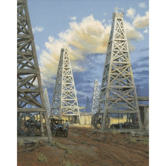 Field of Derricks by Andy Thomas - Canvas Limited Edition Signed & Numbered 350 16x20 - Premium Art - 1 Unit per pack