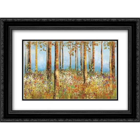 Field of Flowers 2x Matted 24x18 Black Ornate Framed Art Print by PI Studio