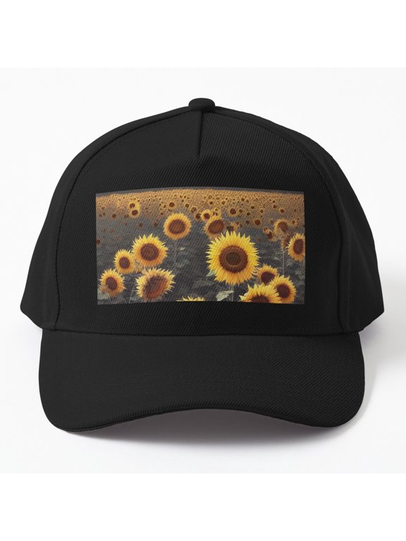 Field of Sunflowers Baseball Hat, Bright Floral Landscape Graphic Design, Classic Everyday Cap